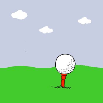 Golf ball in grass field, Golf illustrations