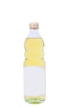 Full bottle of oil isolated close up