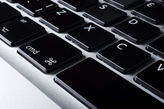 Black keys of the keyboard Laptop close up