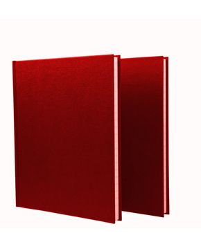 Two red notepads isolated on white background