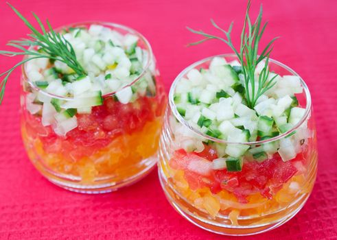 Vegetable salad in a glass