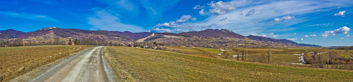 Kalnik mountain natural scenery panorama, Prigorje region, Croatia