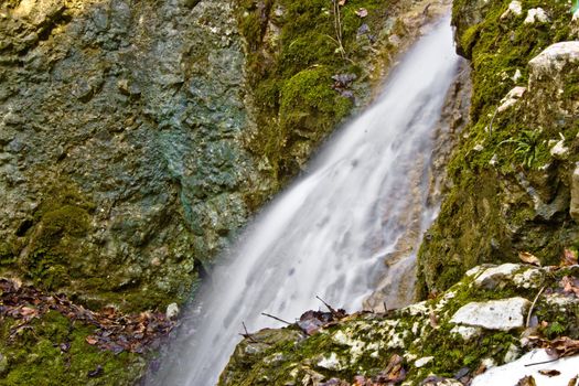 Mountain creek waterfall long exposure, Kalnik, Croatia