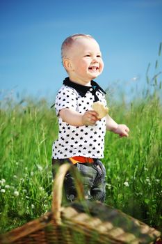 young smile boy enjoy on picnic 