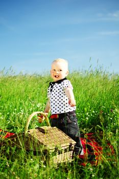 young smile boy enjoy on picnic 