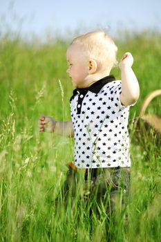 boy joy in green grass