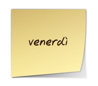 Color Paper Note With Friday Text in Italian (jpeg file has clipping path)