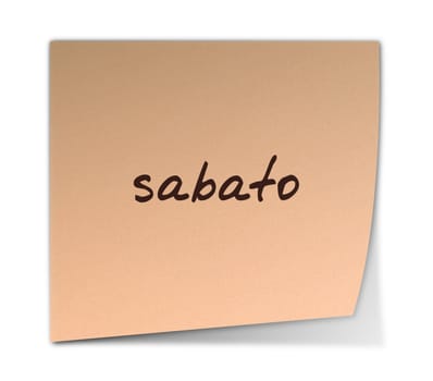 Color Paper Note With Saturday Text in Italian (jpeg file has clipping path)