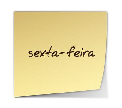 Color Paper Note With Friday Text in Portuguese (jpeg file has clipping path)