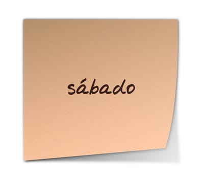 Color Paper Note With Saturday Text in Portuguese (jpeg file has clipping path)