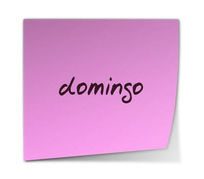 Color Paper Note With Sunday Text in Spanish (jpeg file has clipping path)