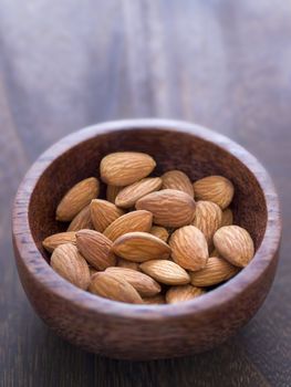 close up of a bowl of almonds