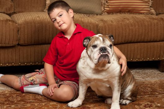 Boy with his pet dog