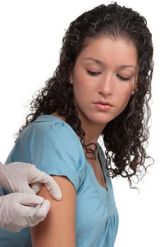 Female patient having a allergy or flu shot