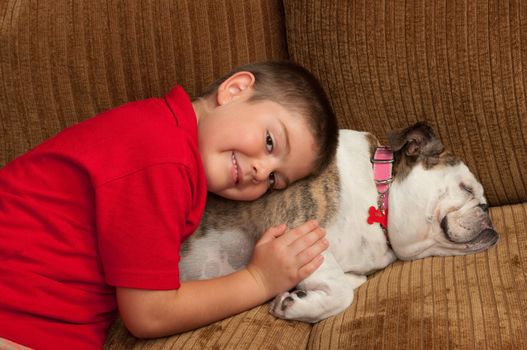 Boy with his pet dog