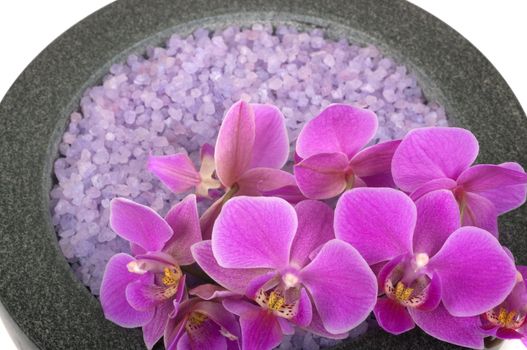Bath salt and orchid for spas