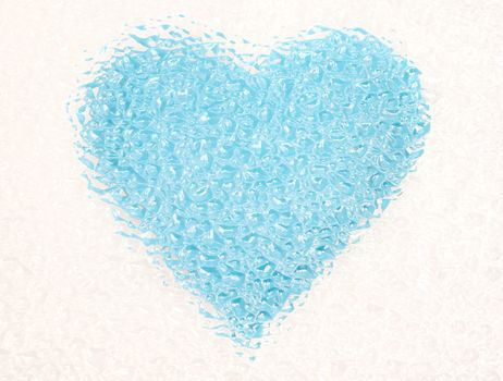 frozen blue heart with crystals in 3d