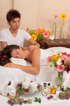 Spa treatment with massage, skincare and aromatherapy 