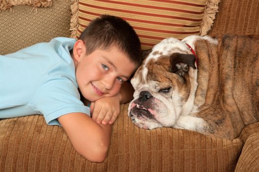 Boy with his pet dog