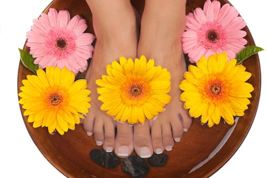 Pedicure spa with beautiful flowers