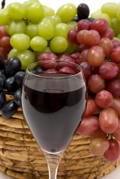 Three different kinds of grape and wine
