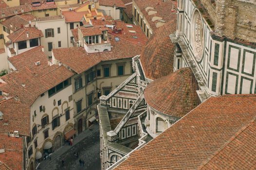 View of the roofs from the bell tower of Florence Duomo