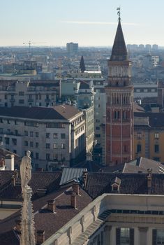 View of Milan from the roof of the Duomo