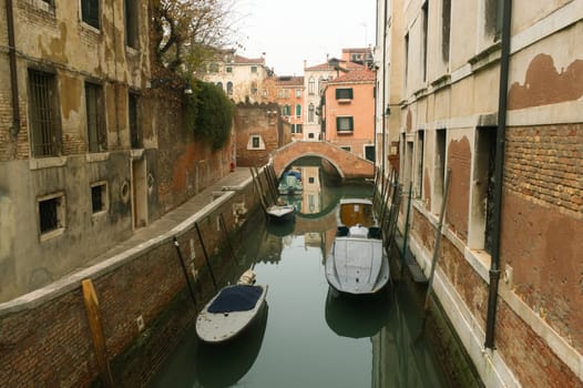 Canal in Venice in the winter twilight
