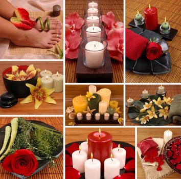 Aromatheraphy, spa, pedicure collage