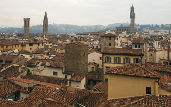 Panorama of Florence from the height of a winter day