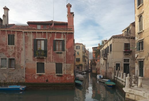 Canal in Venice on a winter evening