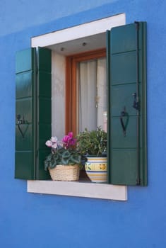 Window of a house from the island of Burano in Italy near Venice