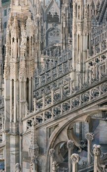 Fragment of of the architectural decoration of the Cathedral Duomo in Milan