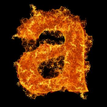 Fire small letter A on a black background