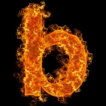 Fire small letter B on a black background