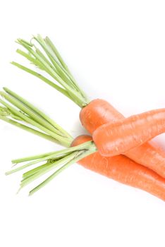 Ripe carrots isolated on a white background