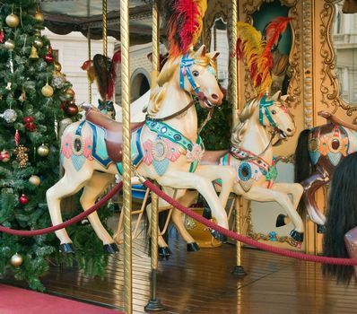 The horses from the carousel Christmas in Florence