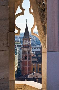 View of Milan from the roof of the Duomo