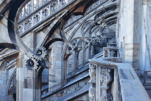 Architectural motif of roof of Milan Cathedral Duomo