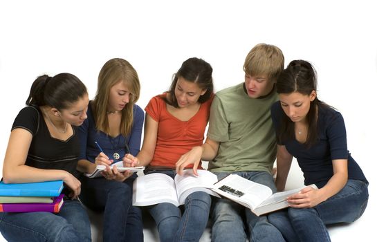 Diverse group of students studying
