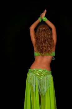 Belly dancer with beautiful green costume