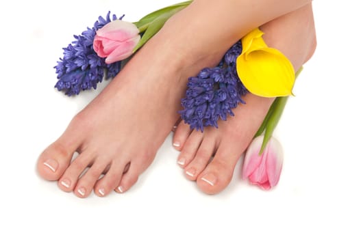 Easter spa with tulips, lily and hyacinths