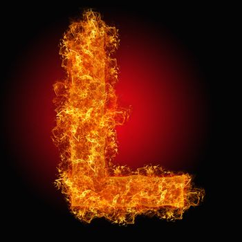 Fire letter L on a black background