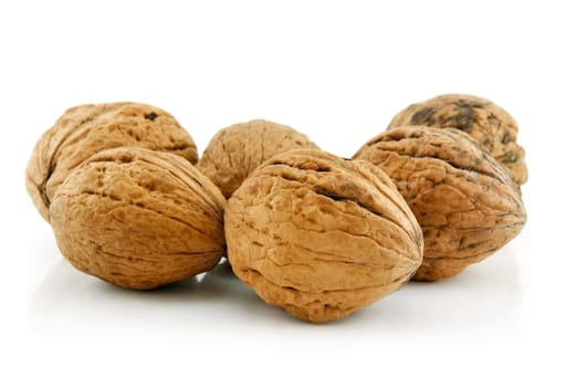 Close-up of a Walnut Fruits Isolated on White Background