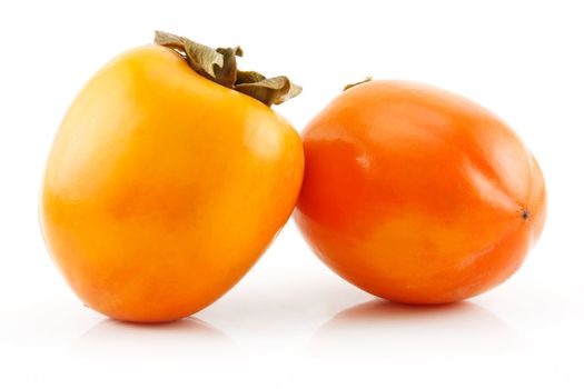 Ripe Persimmon Fruit Isolated on White Background