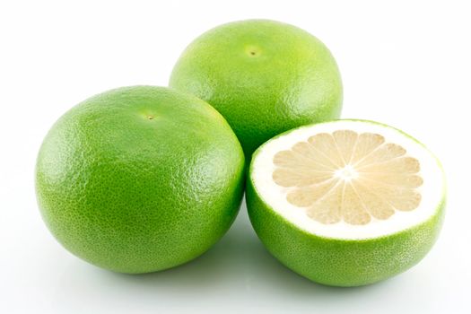 Ripe Sliced Grapefruit Isolated on White Background