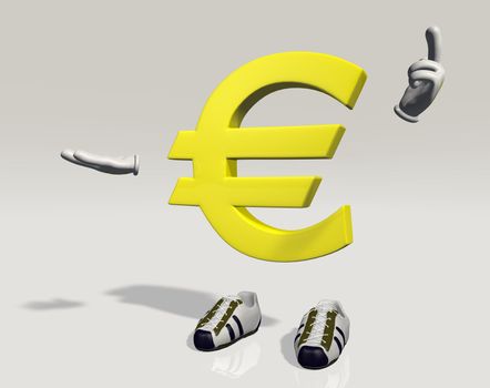 Character symbol euro which explains and emphasizes something that can hold