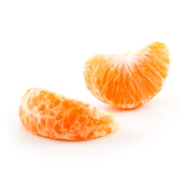 Section of Tangerine Fruit Isolated on White Background 