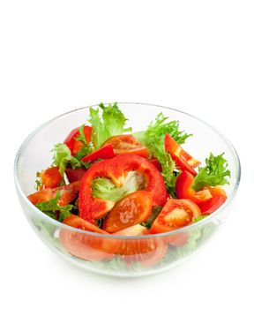 Fresh salad with tomatos cucumbers and peppers