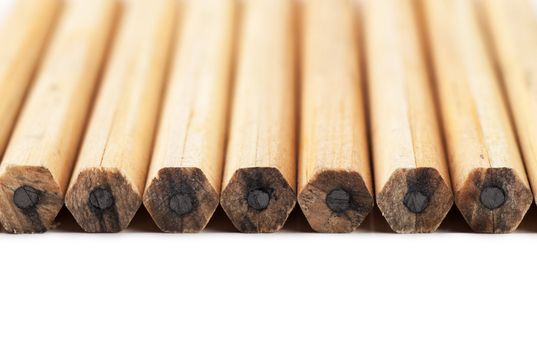 Macro view of group of lead pencils